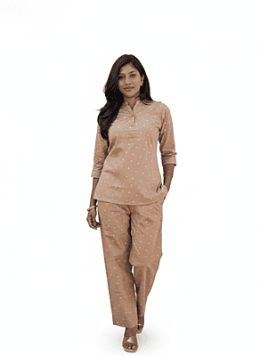 Top and Pant Co-Ord Set - Beige / Arrow