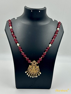Semiprecious Beads Mala with Lakshmi Pendant A1HJ00003C