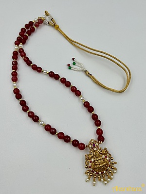 Semiprecious Beads Mala with Lakshmi Pendant A1HJ00003C