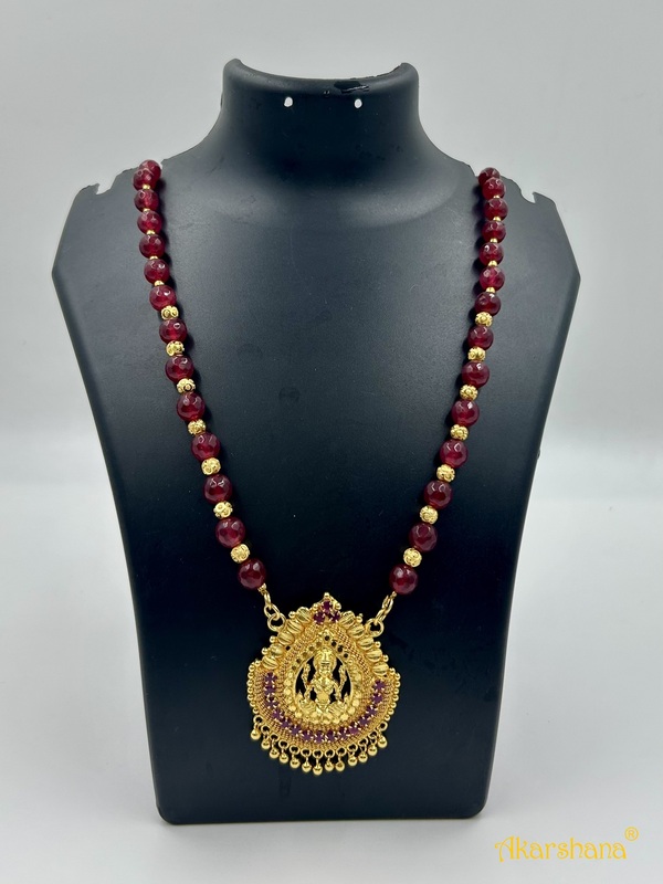 Semiprecious Beads Mala with Lakshmi Pendant A1HJ00005