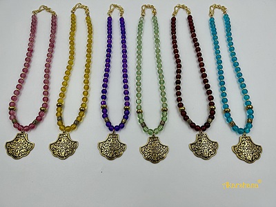 Round Glass Beads Oxidised Pendant Neckpiece A1HJ00014D