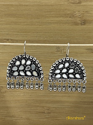 Oxidised Mirror Studded Earring A1OJ00008
