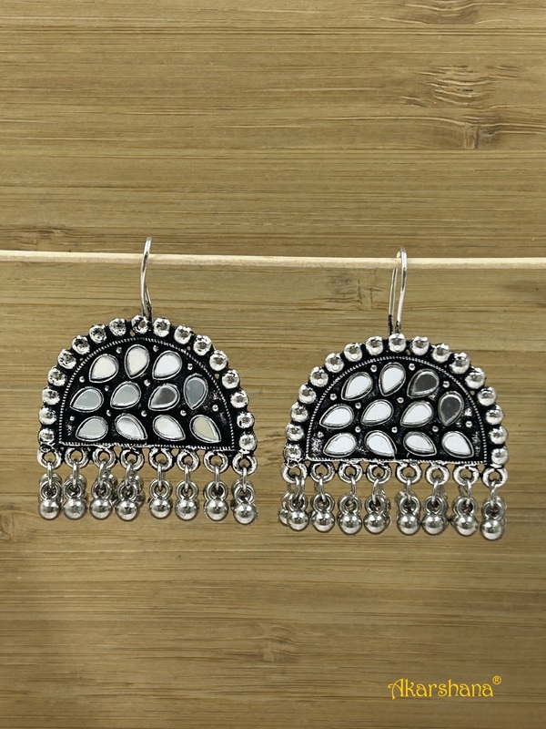 Oxidised Mirror Studded Earring A1OJ00008