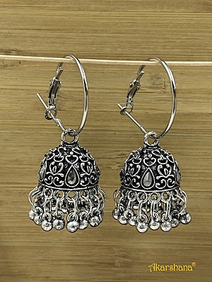 Oxidised Bali Jhumka with Ghungroo A1OJ00030