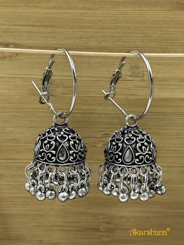 Oxidised Bali Jhumka with Ghungroo A1OJ00030 Oxidised Bali Jhumka with Ghungroo A1OJ00030