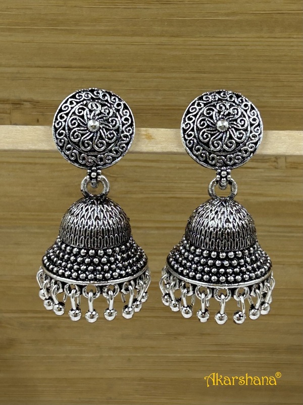 Oxidised Bell Jhumka with Ghungroo A1OJ00039 Oxidised Bell Jhumka with Ghungroo A1OJ00039
