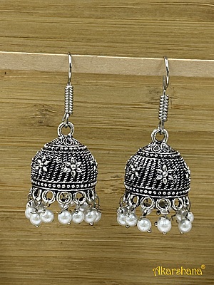 Oxidised Jhumka with Pearl Drops A1OJ00048