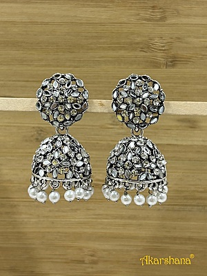 Mirror Stone Jhumka with Pearl Drops A1TJ00008