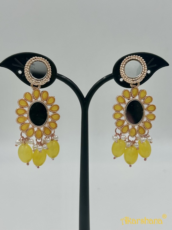 Rose Gold Mirror Dangles with Beads drops A1TJ00012A