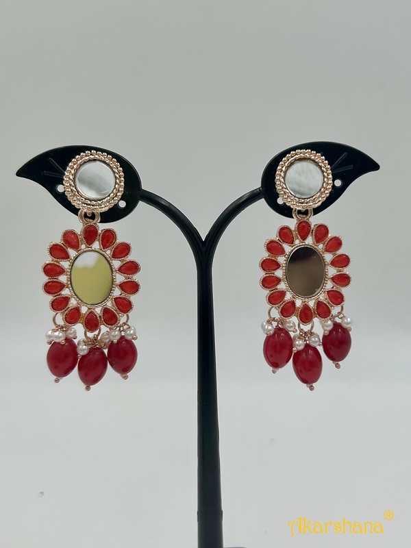 Rose Gold Mirror Dangles with Beads drops A1TJ00012B