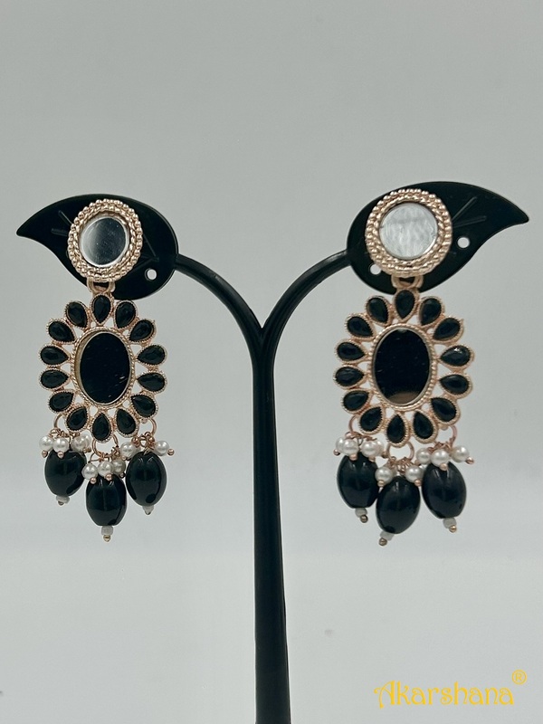 Rose Gold Mirror Dangles with Beads drops A1TJ00012C