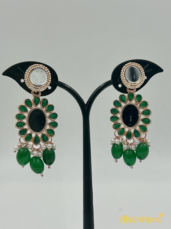 Rose Gold Mirror Dangles with Beads drops A1TJ00012D