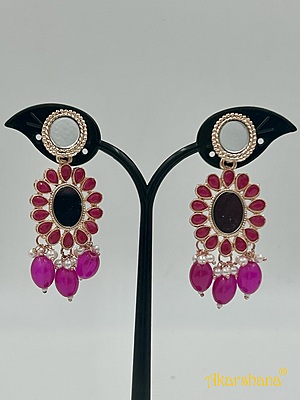 Rose Gold Mirror Dangles with Beads drops A1TJ00012E