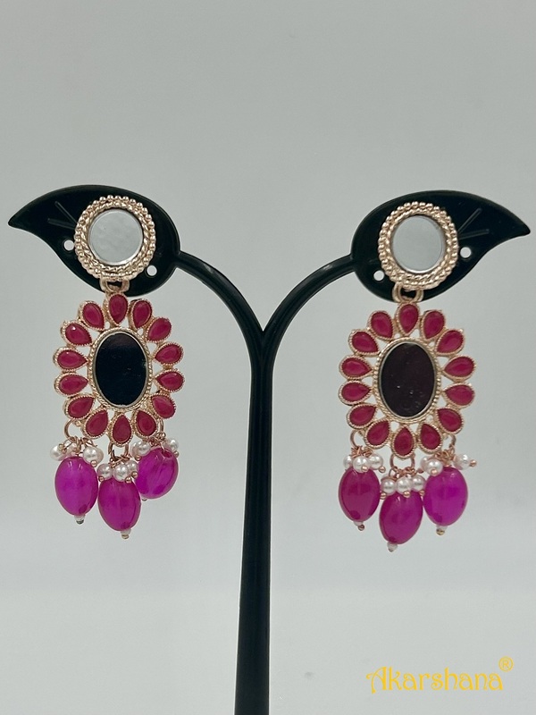 Rose Gold Mirror Dangles with Beads drops A1TJ00012E