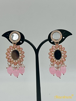 Rose Gold Mirror Dangles with Beads drops A1TJ00012F
