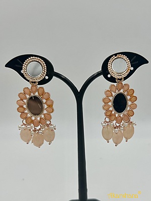 Rose Gold Mirror Dangles with Beads drops A1TJ00012G