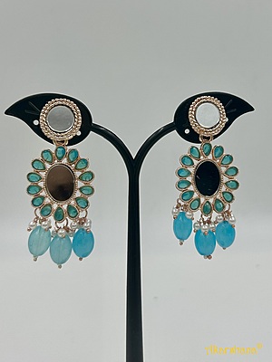 Rose Gold Mirror Dangles with Beads drops A1TJ00012H