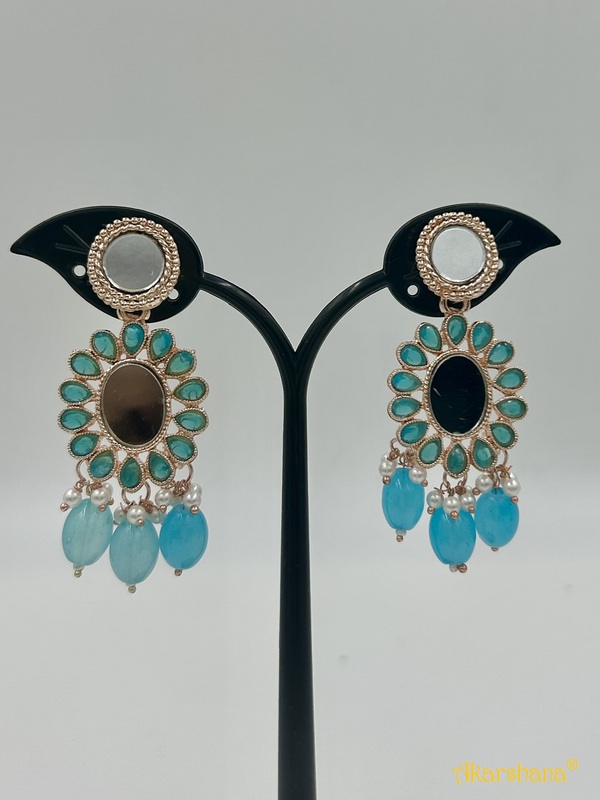 Rose Gold Mirror Dangles with Beads drops A1TJ00012H