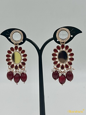 Rose Gold Mirror Dangles with Beads drops A1TJ00012I