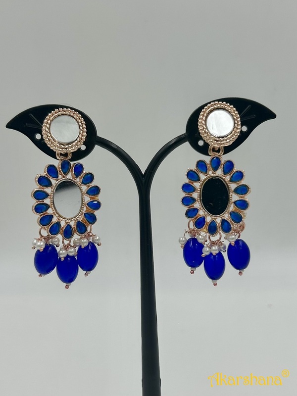 Rose Gold Mirror Dangles with Beads drops A1TJ00012J