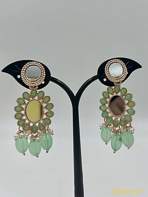 Rose Gold Mirror Dangles with Beads drops A1TJ00012K