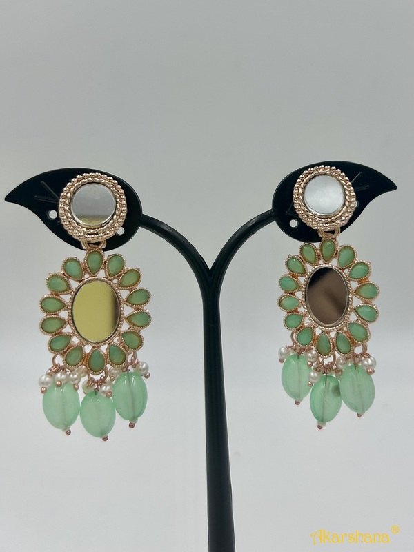 Rose Gold Mirror Dangles with Beads drops A1TJ00012K