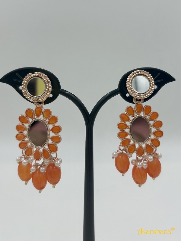 Rose Gold Mirror Dangles with Beads drops A1TJ00012L