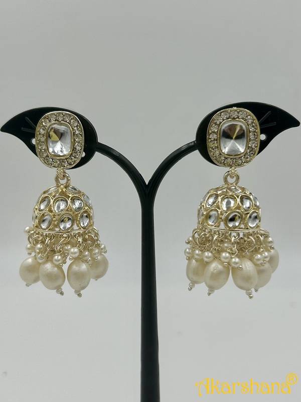 Light Gold Kundan and Stones Jhumka A1TJ00016
