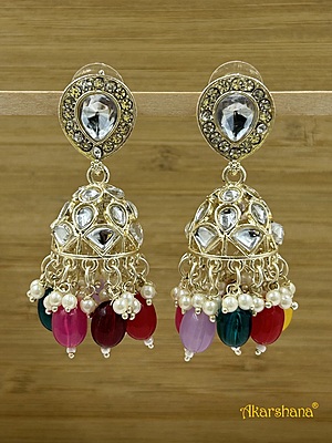 Light Gold Kundan and Stones Jhumka A1TJ00017