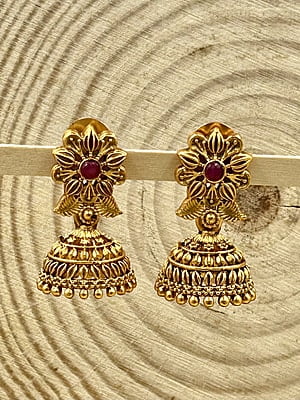 Antique Small Jumki with Red Stone