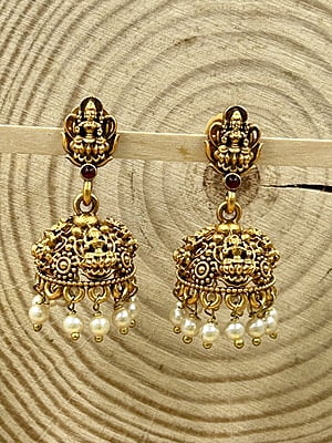 Antique Lakshmi Jhumka with Pearl drops A1TJ00058