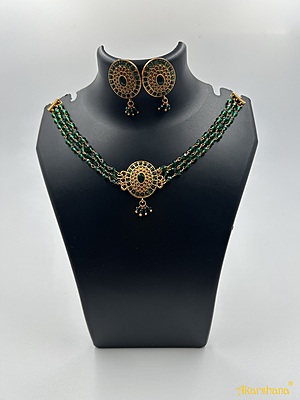 Antique 3 Lines Green Hydro Crystal Choker A1TJ00077B