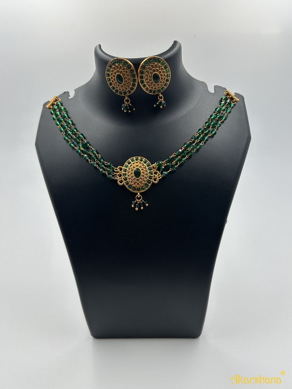 Antique 3 Lines Green Hydro Crystal Choker A1TJ00077B