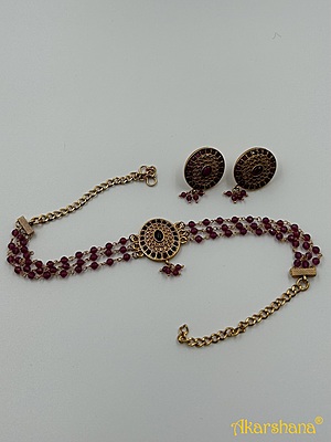 Antique 3 Lines Pink Hydro Crystal Choker A1TJ00077C Antique 3 Lines Pink Hydro Crystal Choker A1TJ00077C