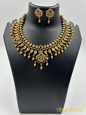 Mat Finish Mango Pattern Necklace with Studs A1TJ00079