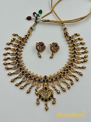 Mat Finish Mango Pattern Necklace with Studs A1TJ00079