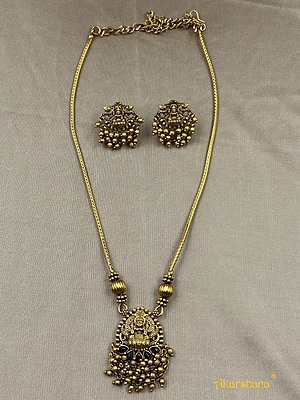 Antique Lakshmi Chain Mala with Goldbead Drops A1TJ00081A Antique Lakshmi Chain Mala with Goldbead Drops A1TJ00081A
