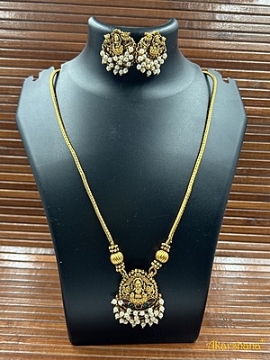 Antique Lakshmi Chain Mala with Pearl Drops A1TJ00081B