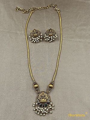Antique Lakshmi Chain Mala with Pearl Drops A1TJ00081B