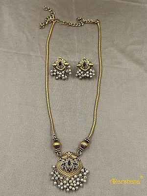 Antique Chain Mala with Peacock Pearl Drops Pendant A1TJ00082B Antique Chain Mala with Peacock Pearl Drops Pendant A1TJ00082B