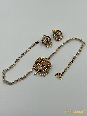 Antique Pearl One Line Choker with Elephant Pendant A1TJ00086 Antique Pearl One Line Choker with Elephant Pendant A1TJ00086