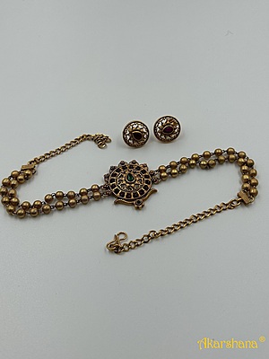 Antique 2 Lines Gold Balls Choker A1TJ00088
