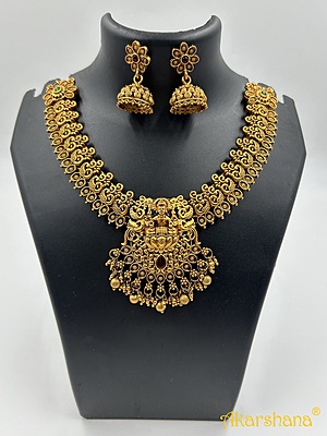 Antique Peacock pattern & Lakshmi Necklace with Jumki A1TJ00089