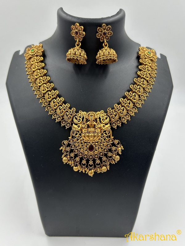 Antique Peacock pattern & Lakshmi Necklace with Jumki A1TJ00089