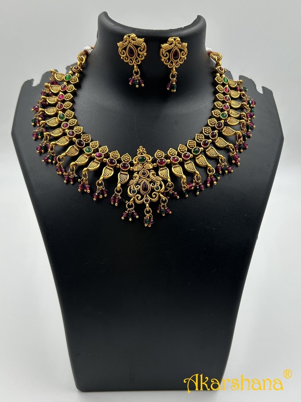 Antique Crystal drops Necklace with Studs A1TJ00090