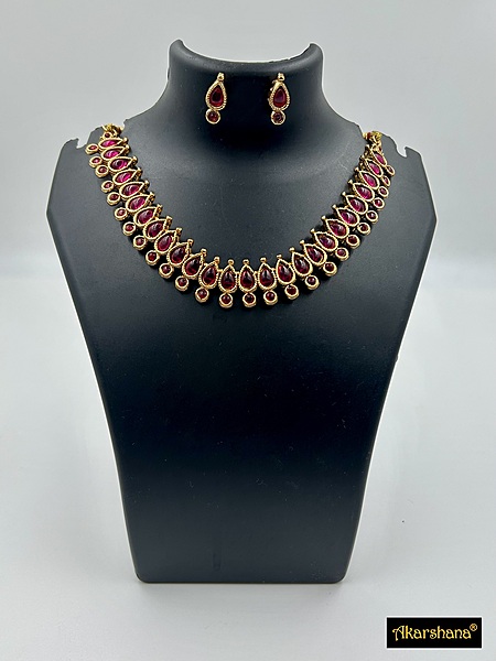 Pink Kundan Necklace Set A1TJ00277A
