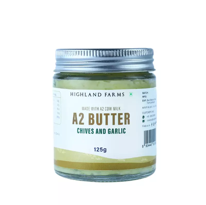 A2 Cow Milk Butter (Chives & Garlic) 125 gms - Highland Farms
