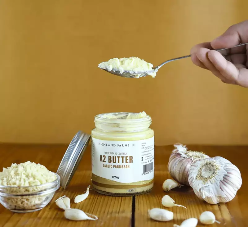 A2 Cow Milk Butter (Garlic Parmesan) 125 gms - Highland Farms