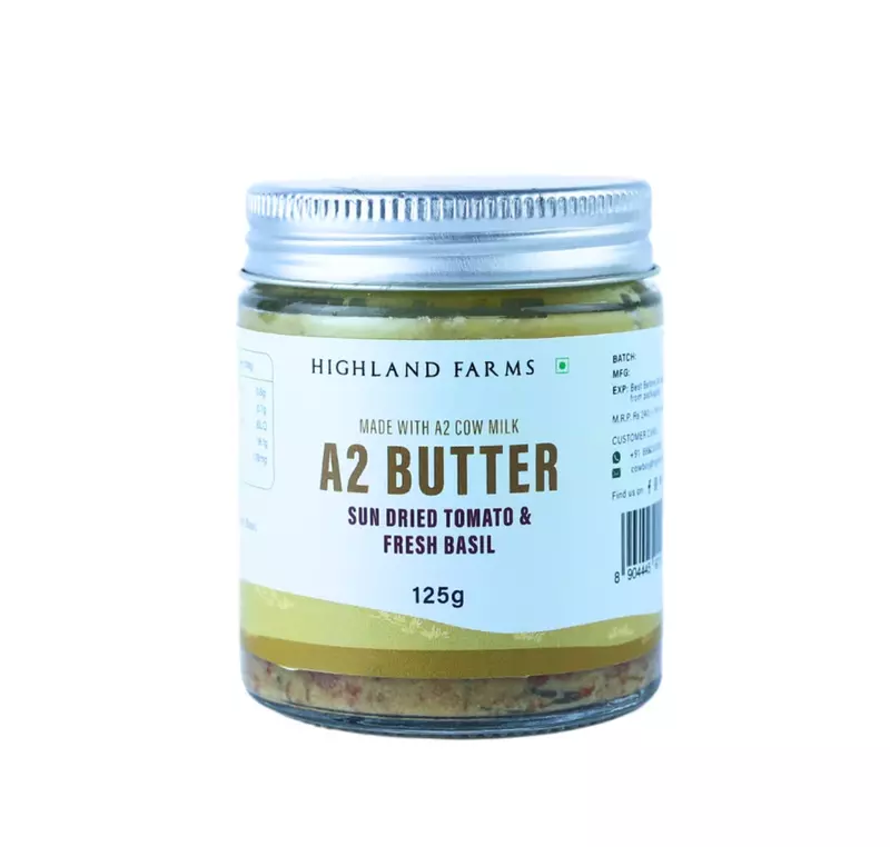 A2 Cow Milk Butter (Sundried Tomato & Basil) 125 gms - Highland Farms