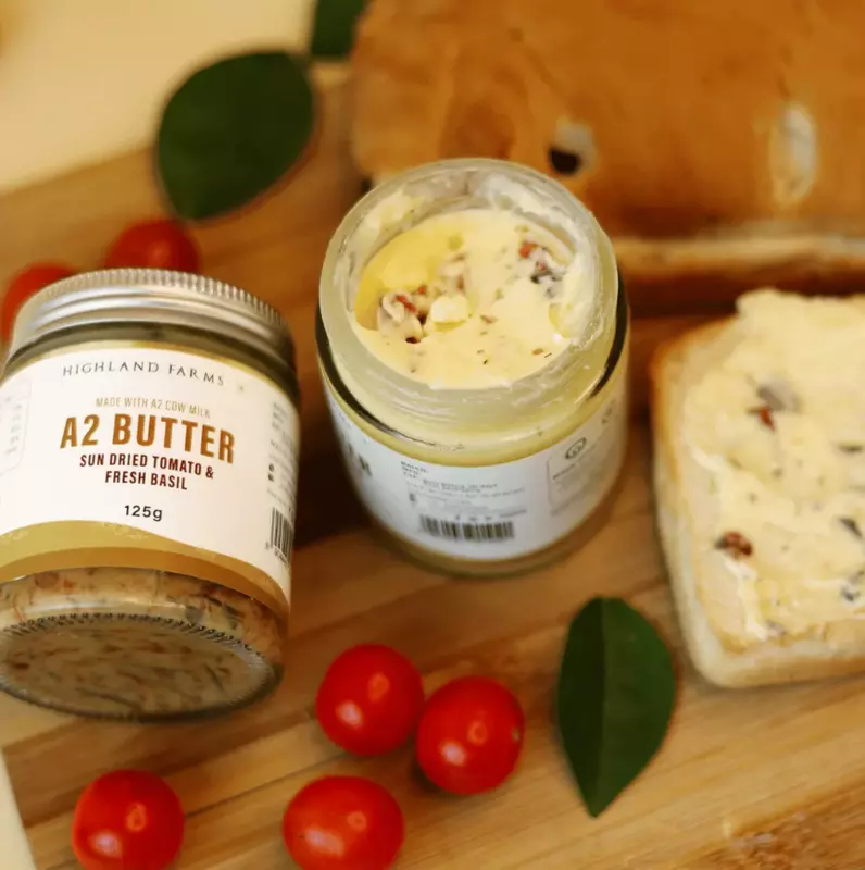 A2 Cow Milk Butter (Sundried Tomato & Basil) 125 gms - Highland Farms